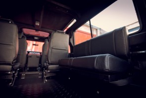 Bench seats inside GOTHAM D110.