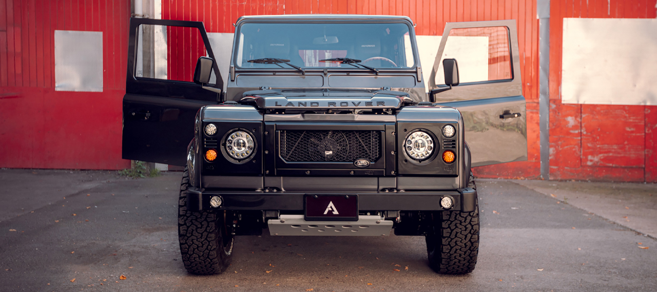 Front view of Defender with doors open.