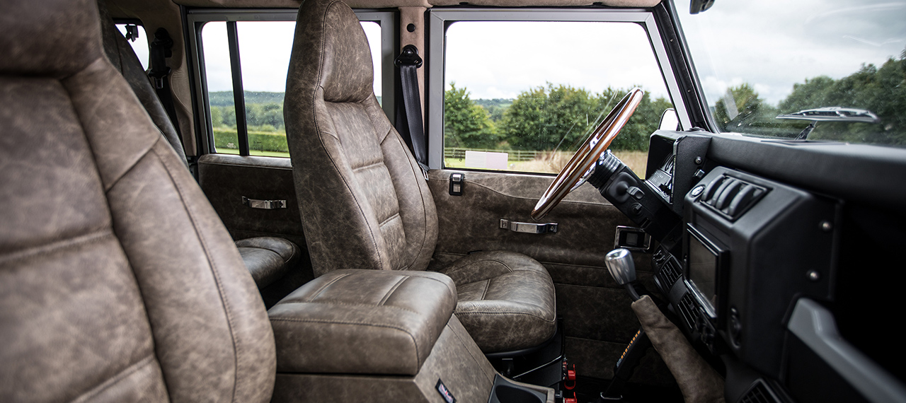 Modular Defender front seats with Vintage Leather trim